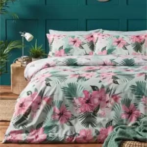 Furn. Hibiscus Single Duvet Cover Set Cotton Polyester Multi