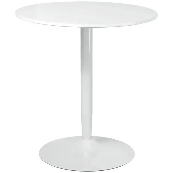 HOMCOM Round Dining Table, Modern Dining Room Table with Steel Base, Non-slip Foot Pad, Space Saving Small Dining Table, White