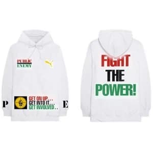 Public Enemy - Fight The Power Unisex Large Hoodie - White