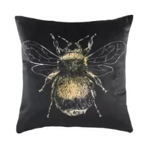 Gold Bee Velvet Cushion Black / 43 x 43cm / Polyester Filled