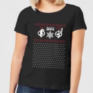 The Grinch Pattern Womens Christmas T-Shirt - Black