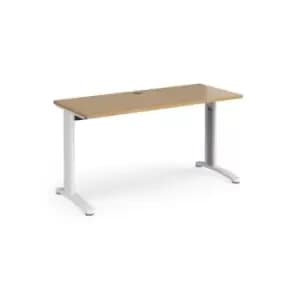 Office Desk Rectangular Desk 1400mm Oak Tops With White Frames 600mm Depth TR10