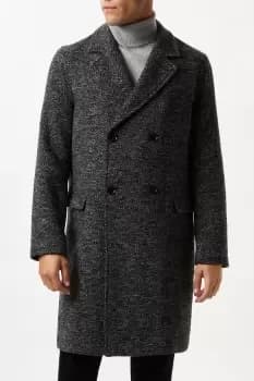 Mens Herringbone Wool Blend Double Breasted Overcoat