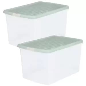 Wham Set 3 Clip 62 Litre Rectangular Box & Lid - Sage/Cream