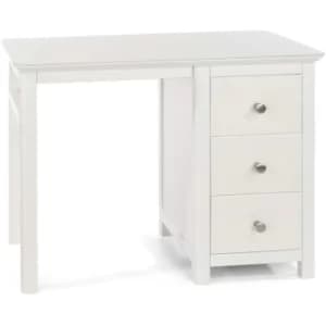 White Wood Painted Single Pedestal 3 Drawer Storage Dressing Table Vanity Desk