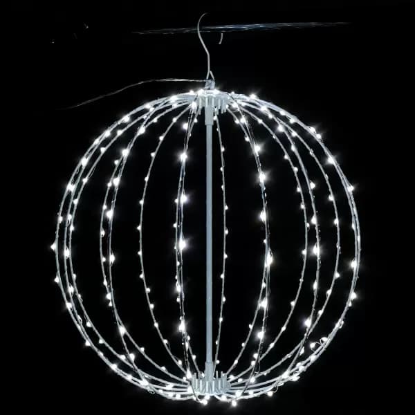 40cm Black Metal Frame Ball Christmas Decoration with 240 Cool White LED