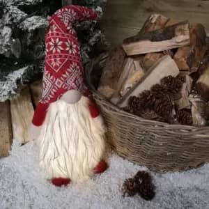 63cm Tall Christmas Light Up Gnome Gonk Nordic Decoration White Body Red Hat Sitting