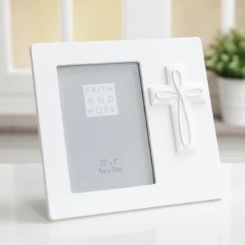 3.5" x 5" - Faith & Hope White Cross Photo Frame