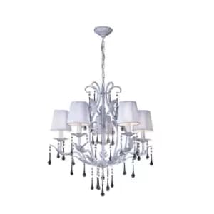 Flur Pendant Round 5 Light E14 White French Gold