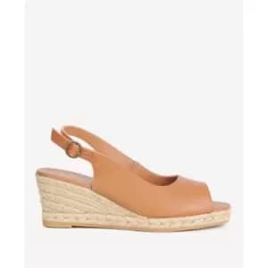 Barbour Nadia Peep-Toe Espadrille Wedges - Brown