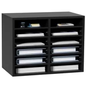 VEVOR Wood Literature Organizer Adjustable File Sorter 12 Compartments Black