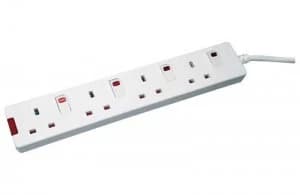 CED Extension Lead 4 Way Individual Switches White