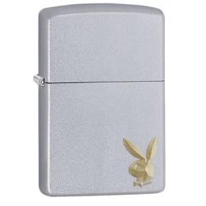 Zippop Playboy Cornered Bunny Satin Chrome Finish Windproof Lighter