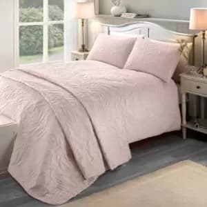Luana 3D Floral Duvet Cover and Pillowcase Set Blush Pink Blush (Pink)