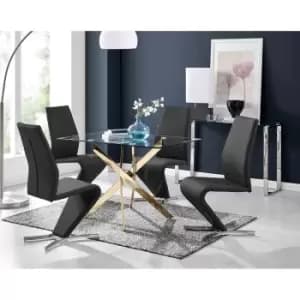 Furniture Box Leonardo 4 Gold Dining Table and 4 Black Willow Chairs