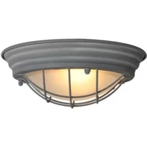 Sienna Lisanne Flush Ceiling Light Grey Concrete, Glass Matt