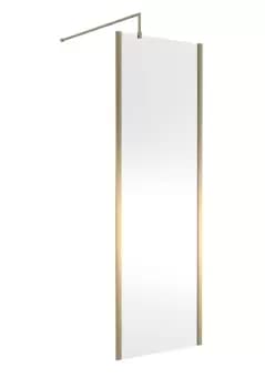 Hudson Reed 700mm Outer Framed Wetroom Screen With Support Bar - Brushed Brass