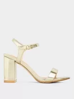 Yours Block Heel Sandal - Gold, Size Eee, Women