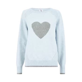 Yumi Blue Knitted Heart Jumper - Blue