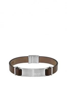 Hugo Boss 1580045M Urbanite Brown Leather Stainless Steel Clasp Bracelet