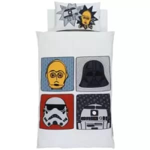 Cotton Duvet Cover Set (Single) (White/Grey/Black) - White/Grey/Black - Star Wars