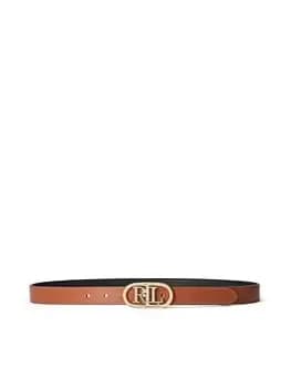 Lauren by Ralph Lauren Oval Rev 25-belt-skinny - Black/tan, Black Size M Women