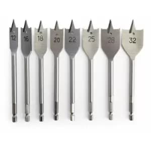 DT4842 Flat Wood Spade Bit Set 8 Piece 12, 16, 18, 20, 22, 25, 28 32mm - Dewalt