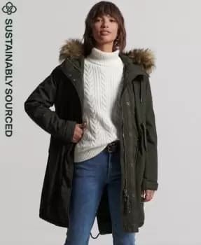 Superdry Womens Authentic Military Parka Coat Green / Surplus Goods Olive - Size: 10