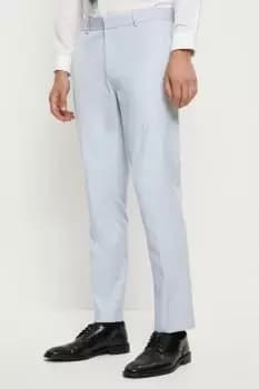 Mens Slim Fit Blue Cotton Stretch Suit Trousers