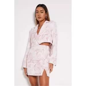 I Saw It First Pink Premium Tailored Printed Mini Skirt - Pink