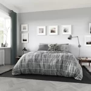 Helena Springfield Check Duvet Cover and Pillowcase Set Charcoal