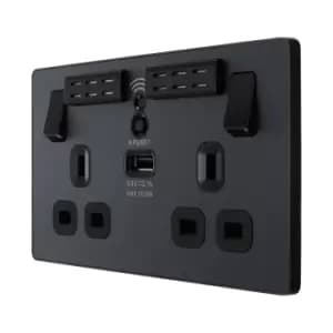 BG Evolve Matt Grey WiFi Extender Double Switched 13A Power Socket + 1 X USB (2.1A) - PCDMG22UWRB