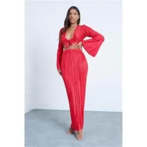 I Saw It First Red Plisse Maxi Tube Skirt - Red