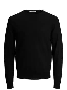 JACK & JONES Merino Wool Knitted Pullover Men Black