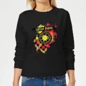Captain Marvel Tartan Patch Womens Sweatshirt - Black