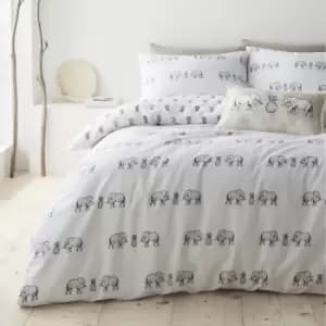 Pineapple Elephant Tembo 100% Cotton Reversible Duvet Cover and Pillowcase Set White/Pink