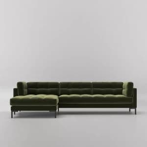Swoon Landau Velvet Corner Sofa - Left Hand Side - Corner Sofa - Fern