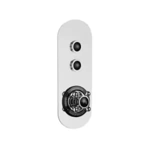 Hudson Reed Traditional Push Button Shower Valve (twin Outlet) - Black/Chrome