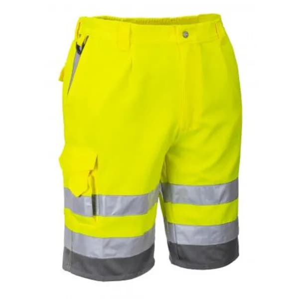 Portwest Mens Class 1 Hi Vis Poly Cotton Shorts E043YGYXXXL Colour: Yellow / Grey