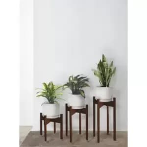 Utnel Handmade Natural Solid Wood Plant Pot Holder Pot Stand Pot Organizer Decorative Plant Organizer Set (3 Pieces) - Dark - Decorotika