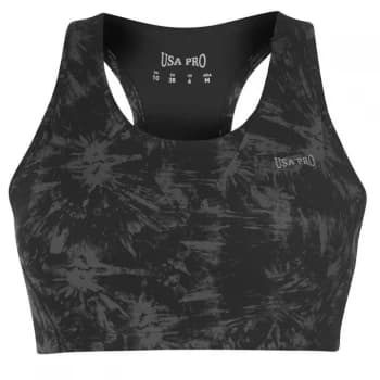 USA Pro Racer Back Sports Bra - Black Fossil