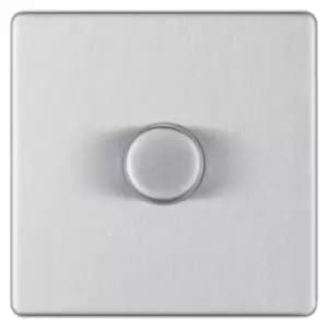 Bg Brushed Steel 400W 1 Gang 2 Way Dimmer - Screwless Flatplate - 286928