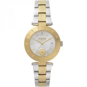 Ladies Versus Logo Silver Dial On Two Tone Bracelet Watch