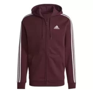 adidas Essentials Fleece 3-Stripes Full-Zip Hoodie Mens - Red