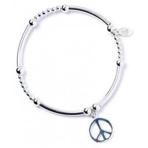 Peace Sign with Noodle Bead Bracelet & Charm Sterling Silver Ball