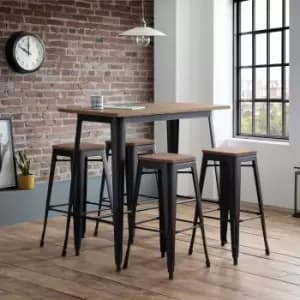 Grafton Set of 4 Backless Bar Stools Mocha Elm Brown