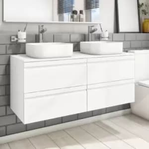 1200mm Wall Hung 4 Drawer Vanity Unit White - Boston