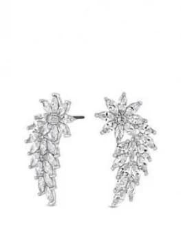 Jon Richard Cubic Zirconia Flower Navette Wing Statement Earrings