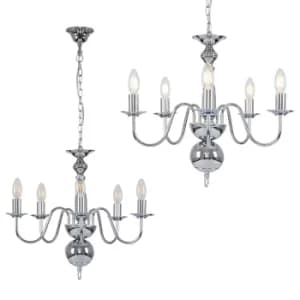 Gothica 5 Way Ceiling Light in Chrome