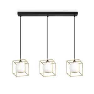 Lingotto Decorative Triple Cube Wire Frame Pendant Brass Ant, G9